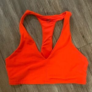 ALO Yoga Bright Red/Orange Deep-V Racerback Sports Bra - size S